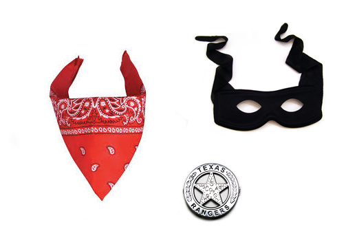 Lone Ranger Style Accessories Kit ( Mask, Bandana, Badge) - Click Image to Close